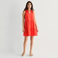 St. John's Bay Womens V Neck Sleeveless A-Line Dress