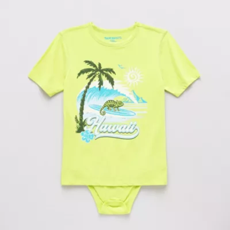 Thereabouts Little & Big Kid Boys Bodysuit Closure Easy-on + Easy-off Adaptive Crew Neck Short Sleeve
