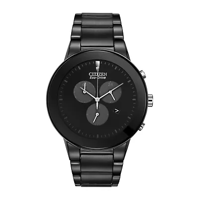 Citizen Axiom Mens Chronograph Black Stainless Steel Bracelet Watch At2245-57e