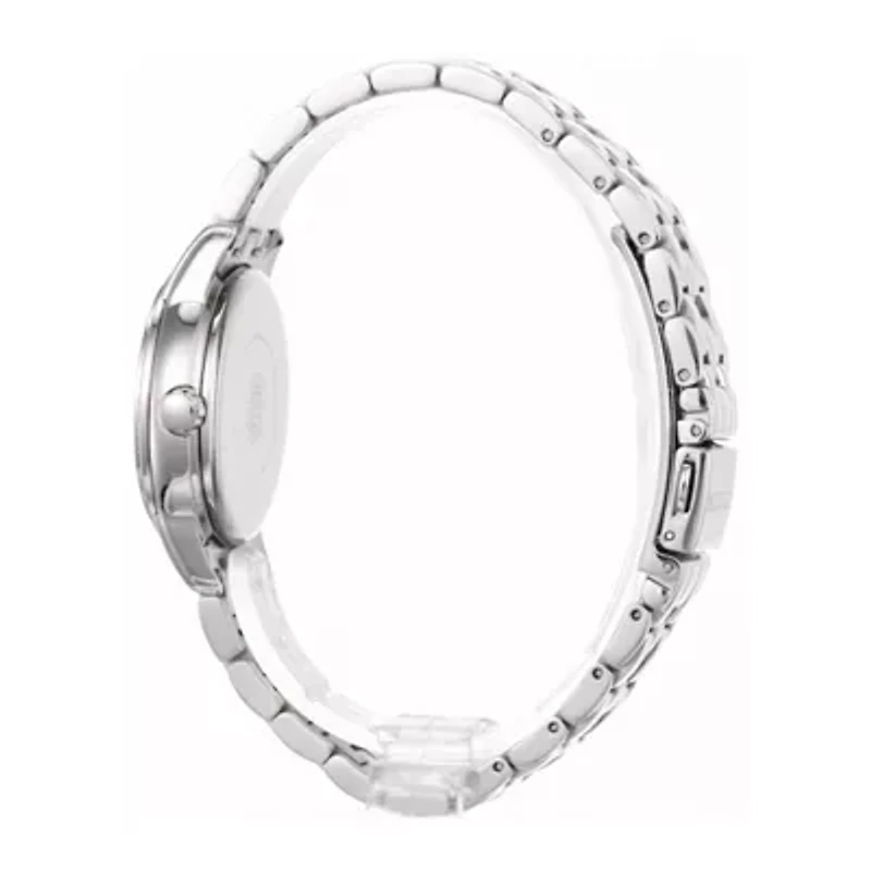 Citizen® Eco-Drive® Womens Silver-Tone Black Mother-of-Pearl Multifunction Watch FD1030-56Y