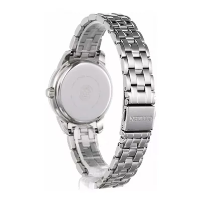 Citizen® Eco-Drive® Womens Silver-Tone Black Mother-of-Pearl Multifunction Watch FD1030-56Y