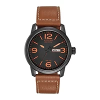 Citizen® Eco-Drive® Mens Black & Orange Leather Strap Watch BM8475-26E