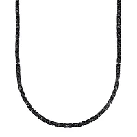 Mens Black Ion-Plated Stainless Steel Byzantine Chain Necklace