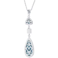 Womens Enhanced Blue Turquoise Sterling Silver 18 Inch Pendant Necklace