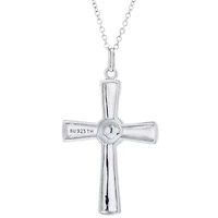 Womens Enhanced Blue Turquoise Sterling Silver Cross 18 Inch Pendant Necklace