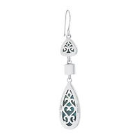 Womens Enhanced Blue Turquoise Sterling Silver Drop Earrings