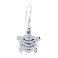 Turtle Womens Genuine Abalone Sterling Silver Drop Earrings