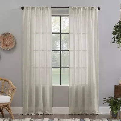 Clean Window Solid Anti-Dust Rod Pocket Sheer Single Curtain Panel