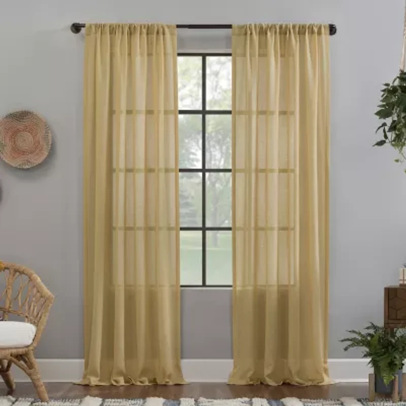 Clean Window Solid Anti-Dust Rod Pocket Sheer Single Curtain Panel