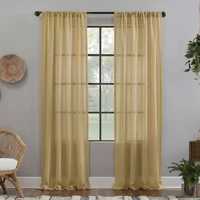 Clean Window Solid Anti-Dust Rod Pocket Sheer Single Curtain Panel