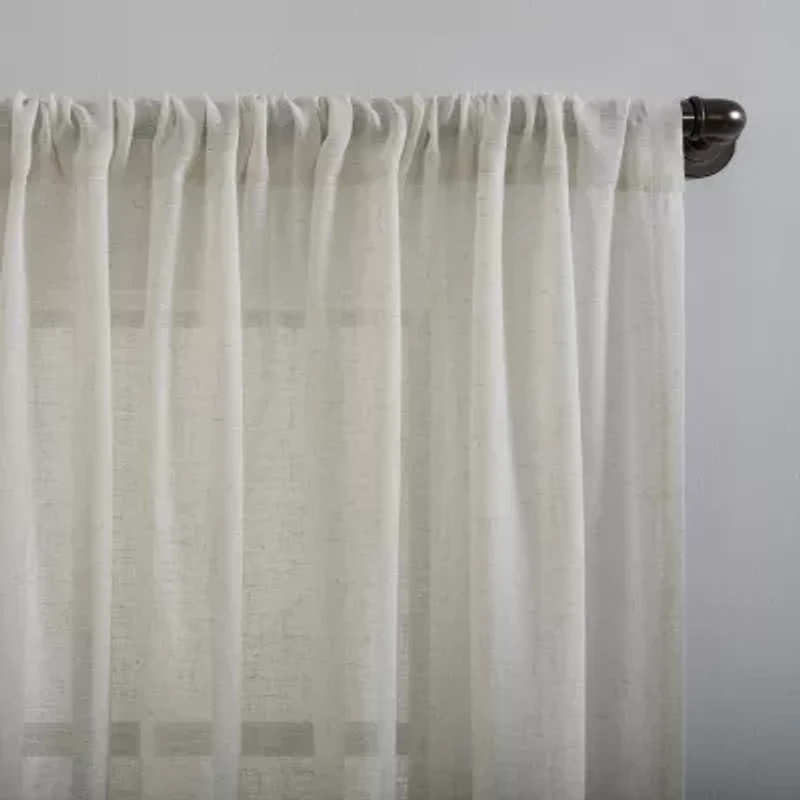 Clean Window Solid Anti-Dust Rod Pocket Sheer Single Curtain Panel