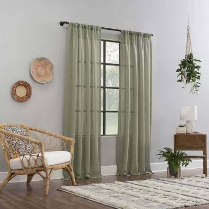 Clean Window Solid Anti-Dust Rod Pocket Sheer Single Curtain Panel