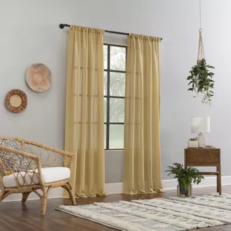 Clean Window Solid Anti-Dust Rod Pocket Sheer Single Curtain Panel
