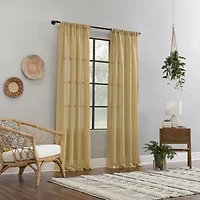 Clean Window Solid Anti-Dust Rod Pocket Sheer Single Curtain Panel