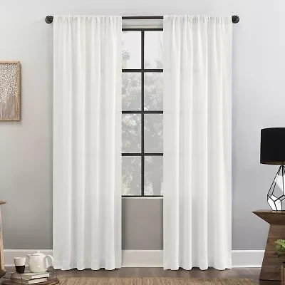 Clean Window Waffle Texture Anti-Dust Rod Pocket Light-Filtering Single Curtain Panel