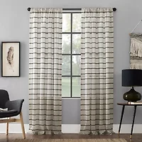 Clean Window Twill Stripe Anti-Dust Rod Pocket Sheer Single Curtain Panel