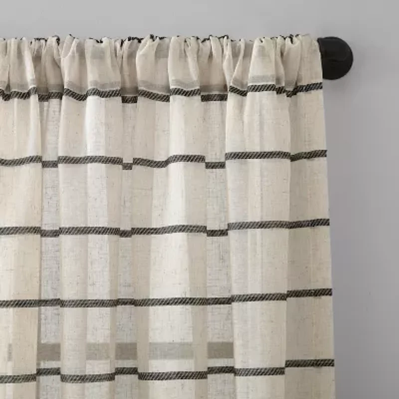 Clean Window Twill Stripe Anti-Dust Rod Pocket Sheer Single Curtain Panel