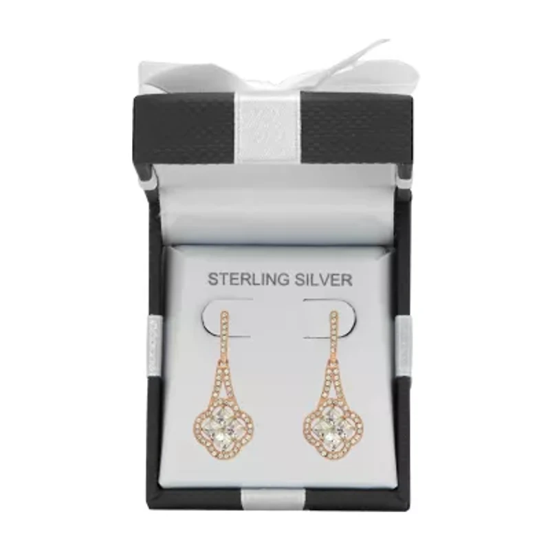 Deal Zone Womens 3 1/2 CT. Genuine White Crystal Sterling Silver Drop Earrings