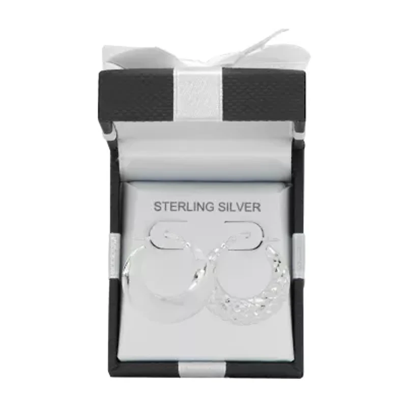 Deal Zone Womens Sterling Silver 27.6mm Hoop Earrings