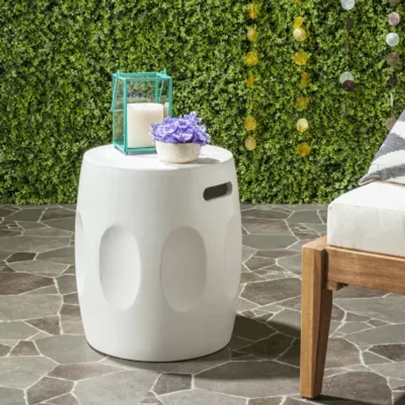 Zuri Patio Collection Weather Resistant Concrete Side Table