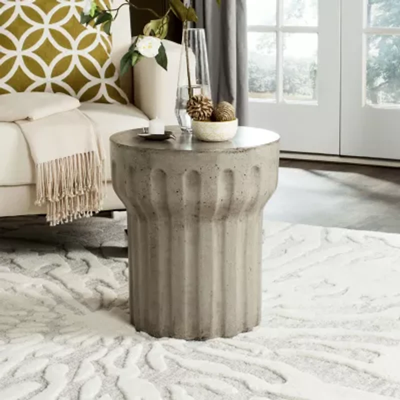 Vesta Patio Collection Weather Resistant Concrete Side Table