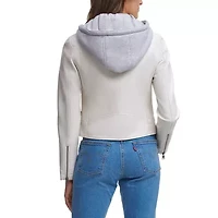 Levi's Womens Faux Leather Hooded Water Resistant Midweight Motorcycle Jacket