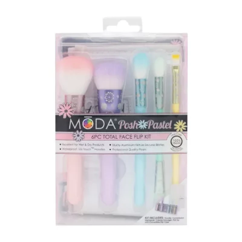 MODA® Posh Pastel Face Flip 6pc Brush Set