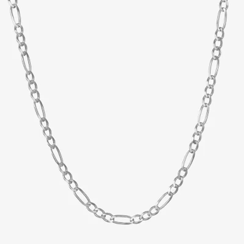 Made Italy Mens Sterling Silver 20 Inch Figaro Chain Necklace