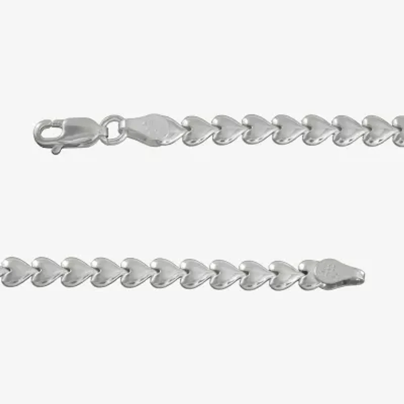 Silver 7.5" 4.5mm Heart Bracelet