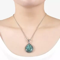 Womens Enhanced Blue Turquoise Sterling Silver 18 Inch Pendant Necklace