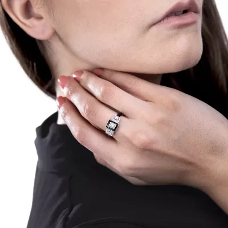 Diamonart Womens Cubic Zirconia Sterling Silver Cocktail Ring