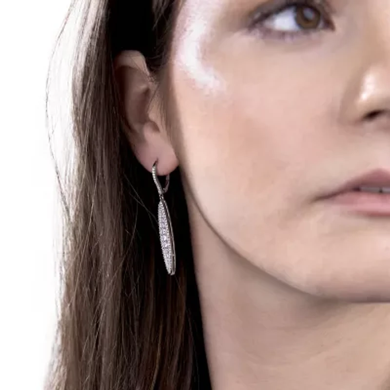 Diamonart Womens Cubic Zirconia Sterling Silver Curved Drop Earrings