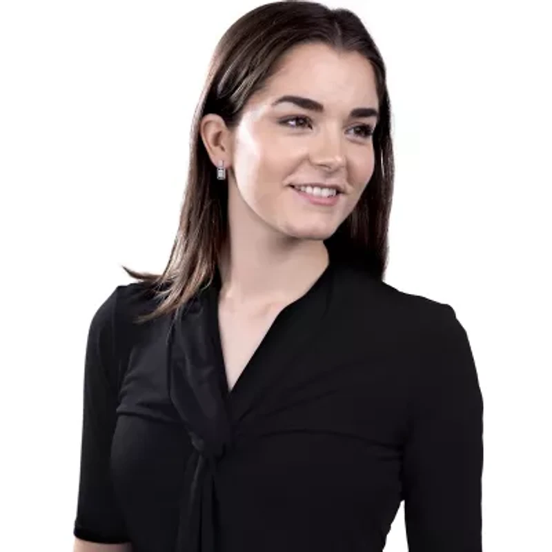 Diamonart Womens Cubic Zirconia Sterling Silver Square Drop Earrings