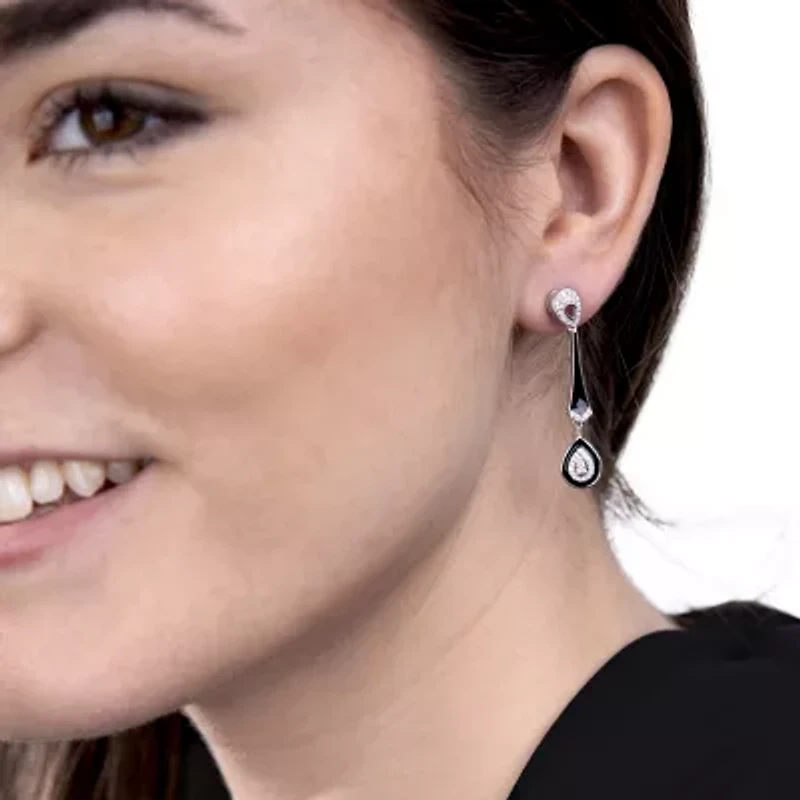 Diamonart Womens Cubic Zirconia Sterling Silver Pear Drop Earrings