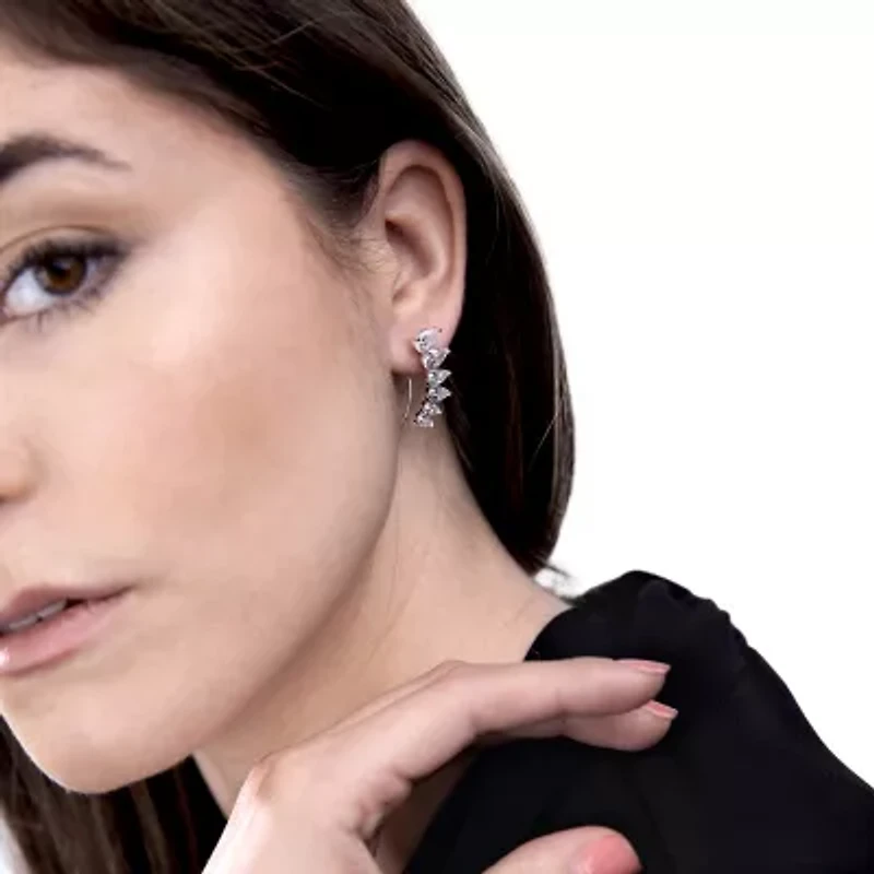Diamonart Womens 5 CT. T.W. Cubic Zirconia Sterling Silver Pear Ear Climbers