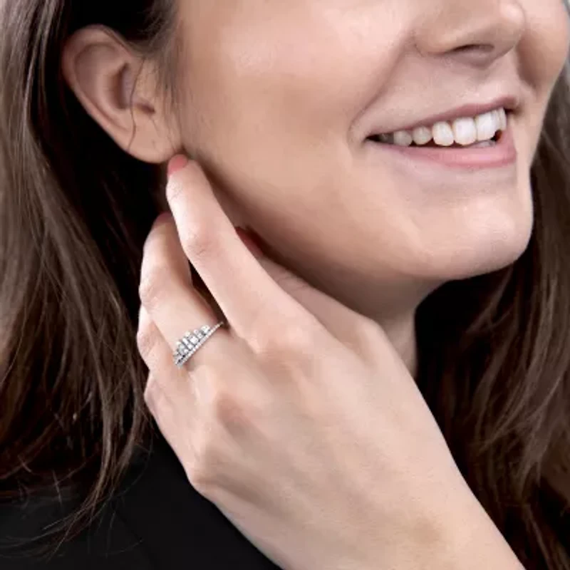 Womens 1/2 CT. T.W. Cubic Zirconia Sterling Silver Crown Cocktail Ring