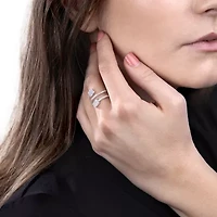 Womens 1 1/8 CT. T.W. Cubic Zirconia Sterling Silver Square Bypass  Cocktail Ring