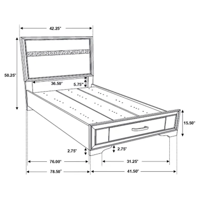 Miranda Under Bed Storage Rectangle Bed
