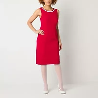 Maya Brooke Womens Pearl Trim Grid Jacket Dress