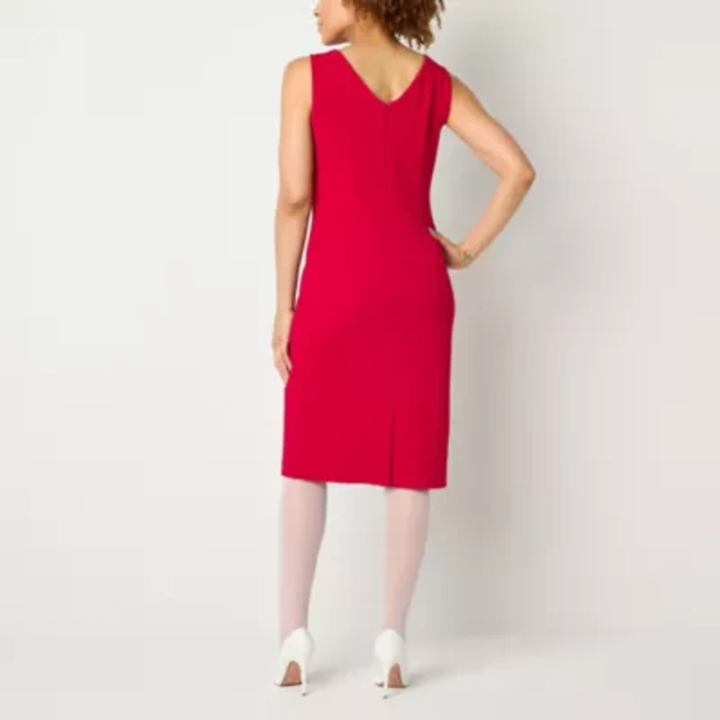 Maya Brooke Womens Pearl Trim Grid Jacket Dress