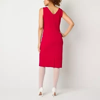 Maya Brooke Womens Pearl Trim Grid Jacket Dress