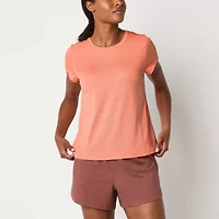 Xersion Womens Mesh Crew Neck Short Sleeve T-Shirt Tall
