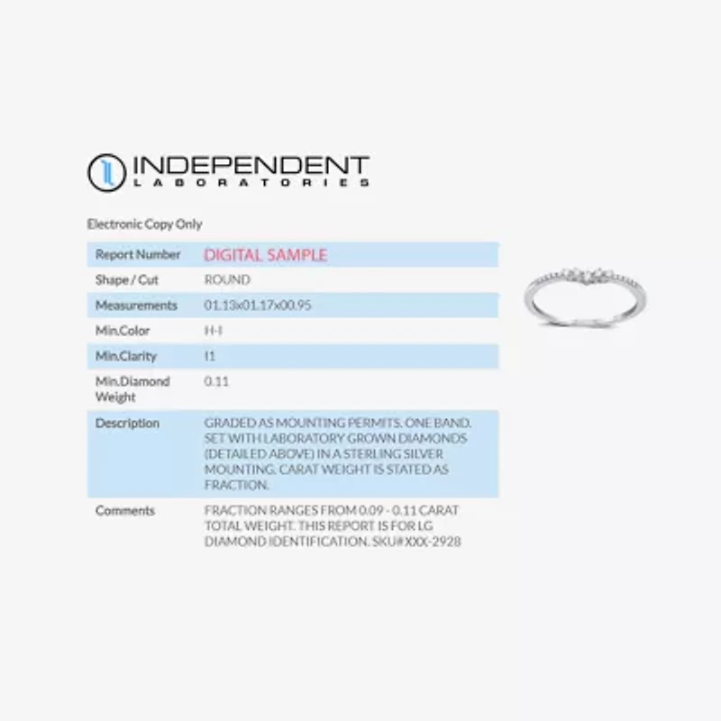 I Said Yes (H-I / I1) 1/10 CT. T.W. Lab Grown White Diamond Sterling Silver or 14K Gold Over Curved Chevron Wedding Band