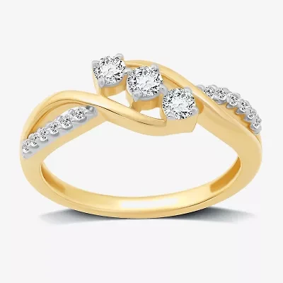 Love Lives Forever 1/3 CT.T.W. Natural Diamond 10K Gold 3-Stone Promise Ring