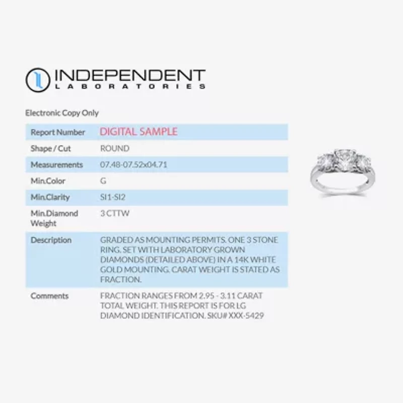 CT. T.W. Lab-Grown (G / SI1-SI2) Diamond Round 3-Stone Engagement Ring 14K Gold