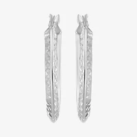Womens Sterling Silver 25mm Round Hoop Earrings