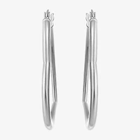Womens Sterling Silver 30.5mm Heart Hoop Earrings