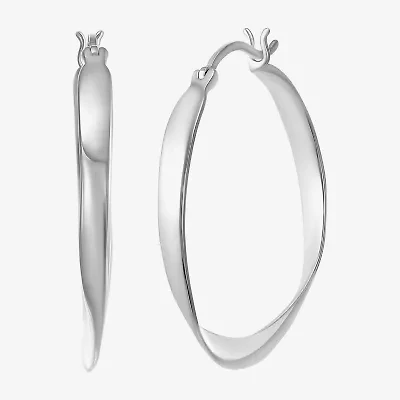 Womens Sterling Silver 31.5mm Round Hoop Earrings
