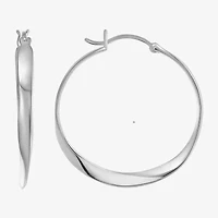 Womens Sterling Silver 31.5mm Round Hoop Earrings
