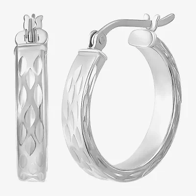 Womens Sterling Silver 20mm Round Hoop Earrings